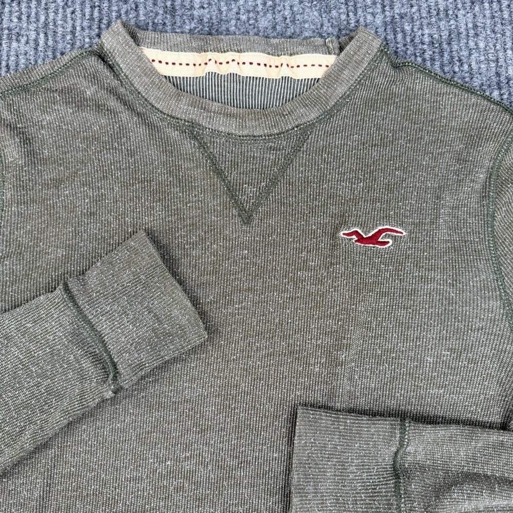 Vtg Hollister Men's Medium Green Thermal Shirt Waffle Knit Y2K Grunge Surfer EUC